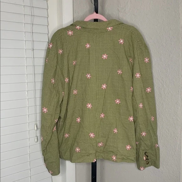 Free people We The Free cali printed Olive Pink Floral Pattern blazer XL